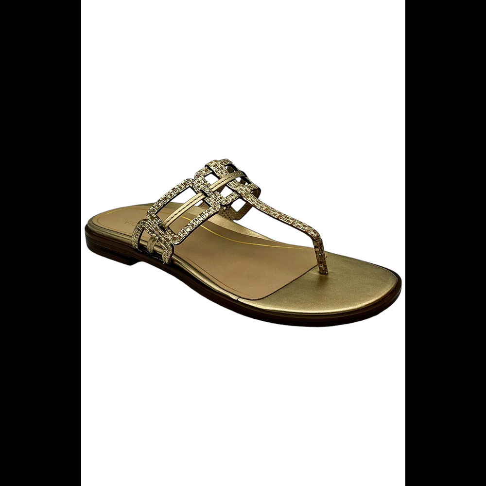 Vionic Women’s Gold Metallic Rhinestone T-strap Sandals